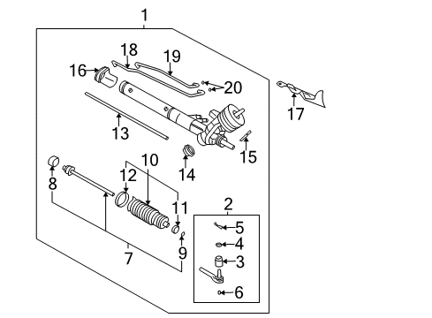 2003 Cadillac DeVille P/S Pump & Hoses, Steering Gear & Linkage Pipe Kit, Steering Gear(Long) Diagram for 26087551