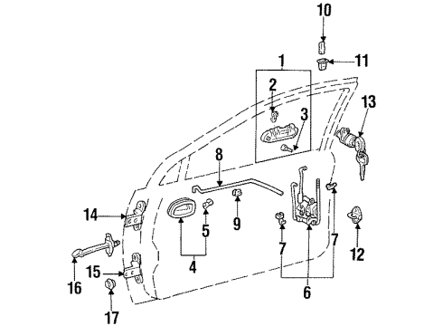 2000 Chevrolet Prizm Lock & Hardware Handle, Front Side Door Inside *Gray Diagram for 94859667