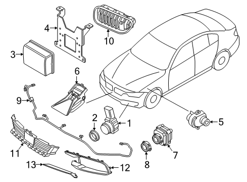 2016 BMW 640i Gran Coupe Bumper & Components, Grille & Components Cable Set, Front End Diagram for 61129292843