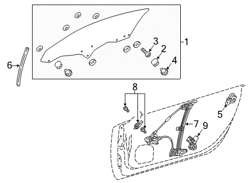 2021 Lexus LC500 Door STABILIZER, Door Glass Diagram for 6723611020