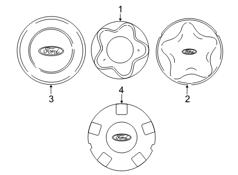1999 Ford Expedition Wheel Covers & Trim Cap Diagram for YL1Z1130AA
