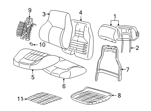 2002 Chevrolet Impala Heated Seats Pad Asm, Driver Seat Cushion Diagram for 12454430