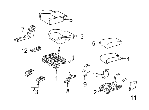 2010 Lexus RX350 Rear Seat Components Center Seat Cushion Cover Sub-Assembly Diagram for 7109748080A2