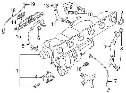 2013 BMW 740Li Turbocharger Coolant Pipe, Flow Diagram for 11537583902