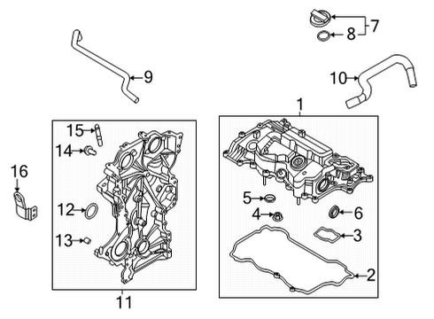 2022 Hyundai Tucson Valve & Timing Covers Gasket Diagram for 224452M010