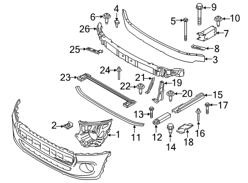 2019 Mini Cooper Front Bumper Carrier, Bumper, Front Top Diagram for 51117301577