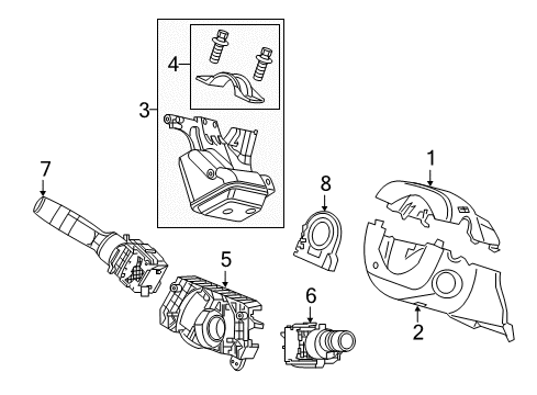 2016 Honda CR-Z Shroud, Switches & Levers Lock Assy., Steering Diagram for 06351T0AJ01