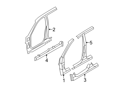 2007 Hyundai Santa Fe Center Pillar, Hinge Pillar, Rocker Rail-Roof Side Outer LH Diagram for 713762B000