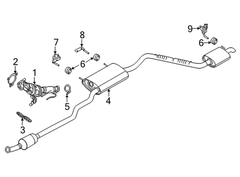 Exhaust Components CLAMP - EXHAUST Diagram for LX6Z5A215D