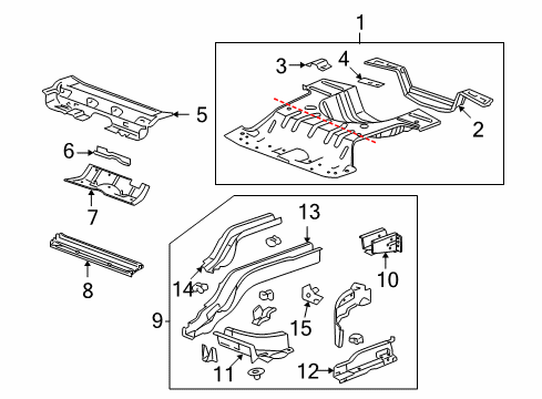 2008 Chevrolet Malibu Rear Body - Floor & Rails Compartment, Body Rear Diagram for 25821561
