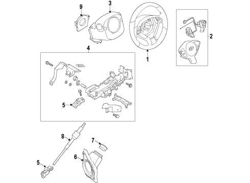 2011 Infiniti FX35 Steering Column & Wheel, Steering Gear & Linkage Steering Wheel Assembly Without Pad Diagram for 484301CA1A