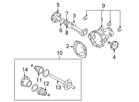 2006 Lincoln Navigator Carrier & Front Axles Axle Assembly Diagram for 4L1Z3220AA