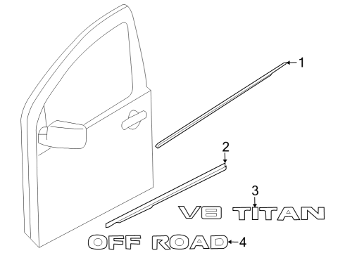 2006 Nissan Titan Exterior Trim - Front Door MOULDING Set-Side Front Door, LH Diagram for 808717S080