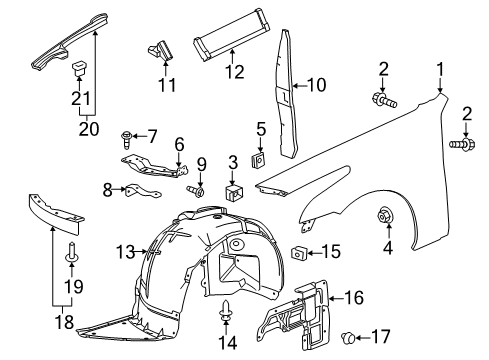 2015 Cadillac CTS Fender & Components Fender Liner Diagram for 23425355