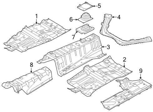 Floor & Rails Stay Assembly-Tunnel Diagram for 748701EA0A