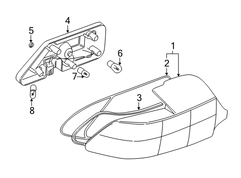 1996 BMW Z3 Tail Lamps Tail Light, Left Diagram for 63218389713