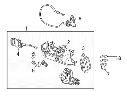 2021 Chevrolet Corvette Engine Lid Lock & Hardware Latch Assembly Diagram for 84837527