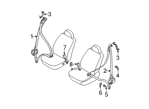 2006 Infiniti G35 Seat Belt Belt Assy-Rear Seat Buckle Diagram for 88842AC803