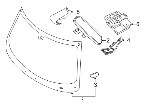 2014 Dodge Charger Windshield Glass Interior Rear View Mirror Diagram for 57010495AC
