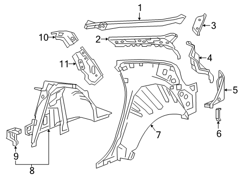 2016 Chevrolet Volt Inner Structure - Quarter Panel Inner Wheelhouse Front Support Diagram for 23101766