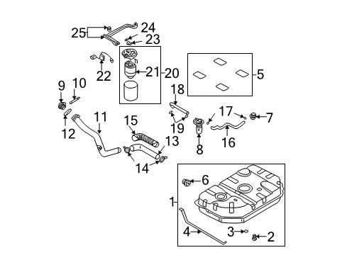 2002 Kia Sedona Fuel Supply Hose-EVAPORATOR Diagram for 0K52Y42521