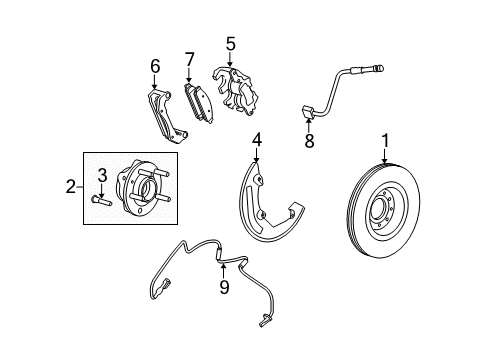2008 Mercury Sable Brake Components Rotor Diagram for 8G1Z1125B