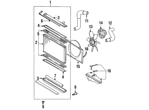 1990 Lexus LS400 Radiator & Components Shroud, Fan, NO.2 Diagram for 1671250010