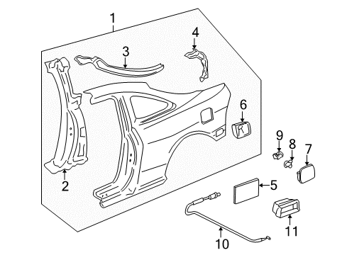 1994 Acura Integra Fuel Door Adapter, Fuel Cap Diagram for 63915ST7305ZZ