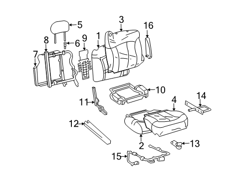 2004 Hummer H2 Front Seat Components Pad, Passenger Seat Cushion Diagram for 88940350