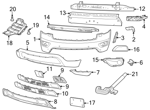 2021 Jeep Grand Cherokee Bumper & Components - Front Screw-HEXAGON Head Diagram for 6508182AA