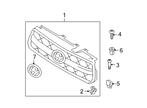 2005 Toyota RAV4 Grille & Components Grille Assembly Screw Diagram for 93540A6030