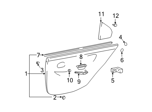 2000 Hyundai Sonata Interior Trim - Rear Door Panel Complete-Rear Door Trim, LH Diagram for 8330138001VW