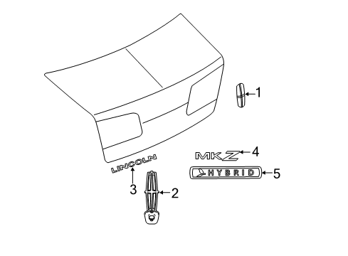 2011 Lincoln MKZ Exterior Trim - Trunk Lid Nameplate Diagram for 7H6Z5442528B