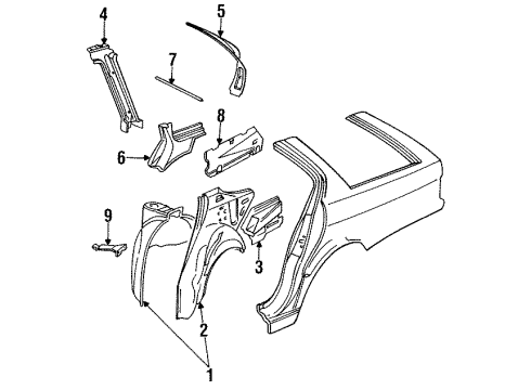 1993 BMW 525iT Inner Components - Quarter Panel Bracket Pressure Accumulator Left Diagram for 41121954679