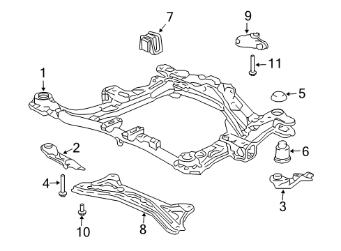 2008 Honda Pilot Suspension Mounting - Front Stiffener, Steering Rack Diagram for 50210S3V010