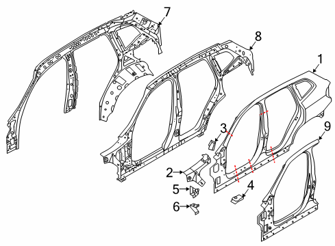 Hinge Pillar, Uniside BRACKET, WASH WATER CONTAINE Diagram for 41008495532
