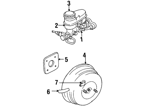 1998 Chrysler Sebring Dash Panel Components Line Brake Booster Vacuum Diagram for 4616497