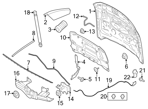 Hood & Components Rear Seal Diagram for FR3Z16740A
