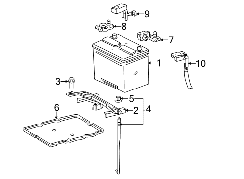 2019 Toyota Sienna Battery Hold Down Clamp Nut Diagram for 90179A0009