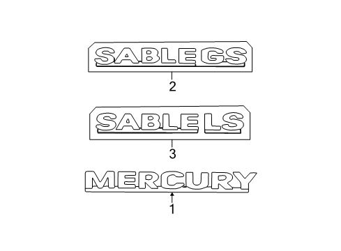 2004 Mercury Sable Exterior Trim - Lift Gate Nameplate Diagram for 4F4Z5442528AA