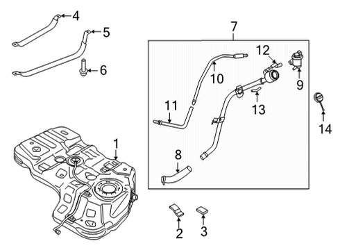2022 Kia Sorento Fuel System Components BAND ASSY-FUEL TANK LH Diagram for 31210P2000