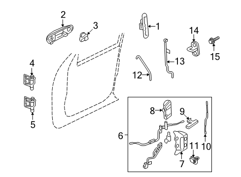 2008 Ford Explorer Sport Trac Front Door Lock Rod Retainer Diagram for F6DZ5421952AA