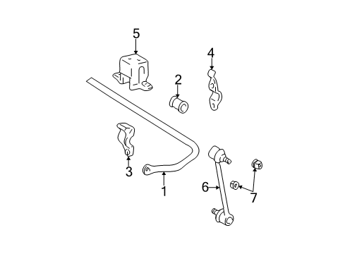 2001 Toyota Highlander Rear Suspension Components, Lower Control Arm, Stabilizer Bar Stabilizer Bar Bracket Diagram for 4883232090