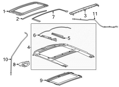 2014 Chevrolet Malibu Sunroof Sunroof Glass Diagram for 13483908