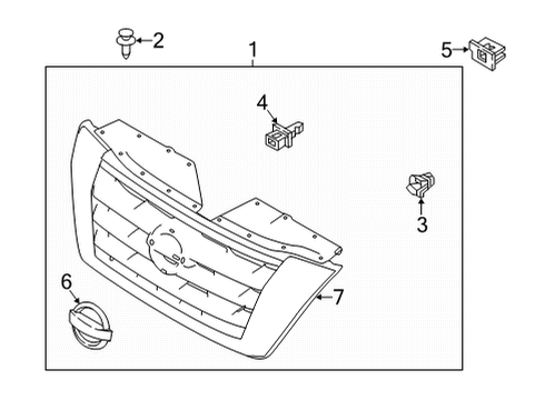 2021 Nissan Armada Grille & Components Clip Diagram for 623181LA0A
