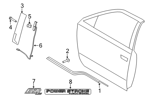 2020 Ford F-250 Super Duty Exterior Trim - Front Door Nameplate Diagram for HC3Z9942528C