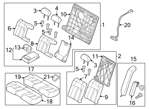 2021 Hyundai Sonata Rear Seat Components Headrest Assembly-Rear Seat Diagram for 89700L1020VSA