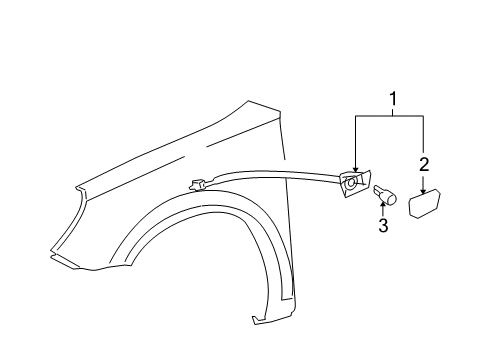 2009 Saturn Aura Side Repeater Lamps Signal Lamp Assembly Diagram for 15249472