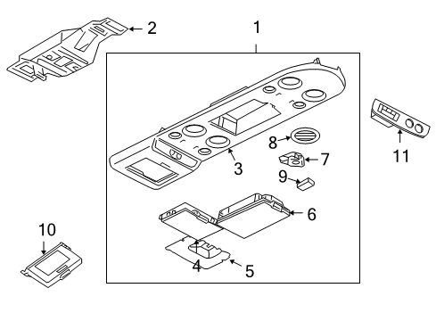 2011 Nissan Armada Overhead Console Lamp Assembly-Spot, Roof Console Diagram for 264607S000