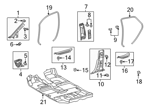 2013 Lexus RX450h Interior Trim - Pillars, Rocker & Floor GARNISH Assembly, Front Pillar Diagram for 622200E091B0
